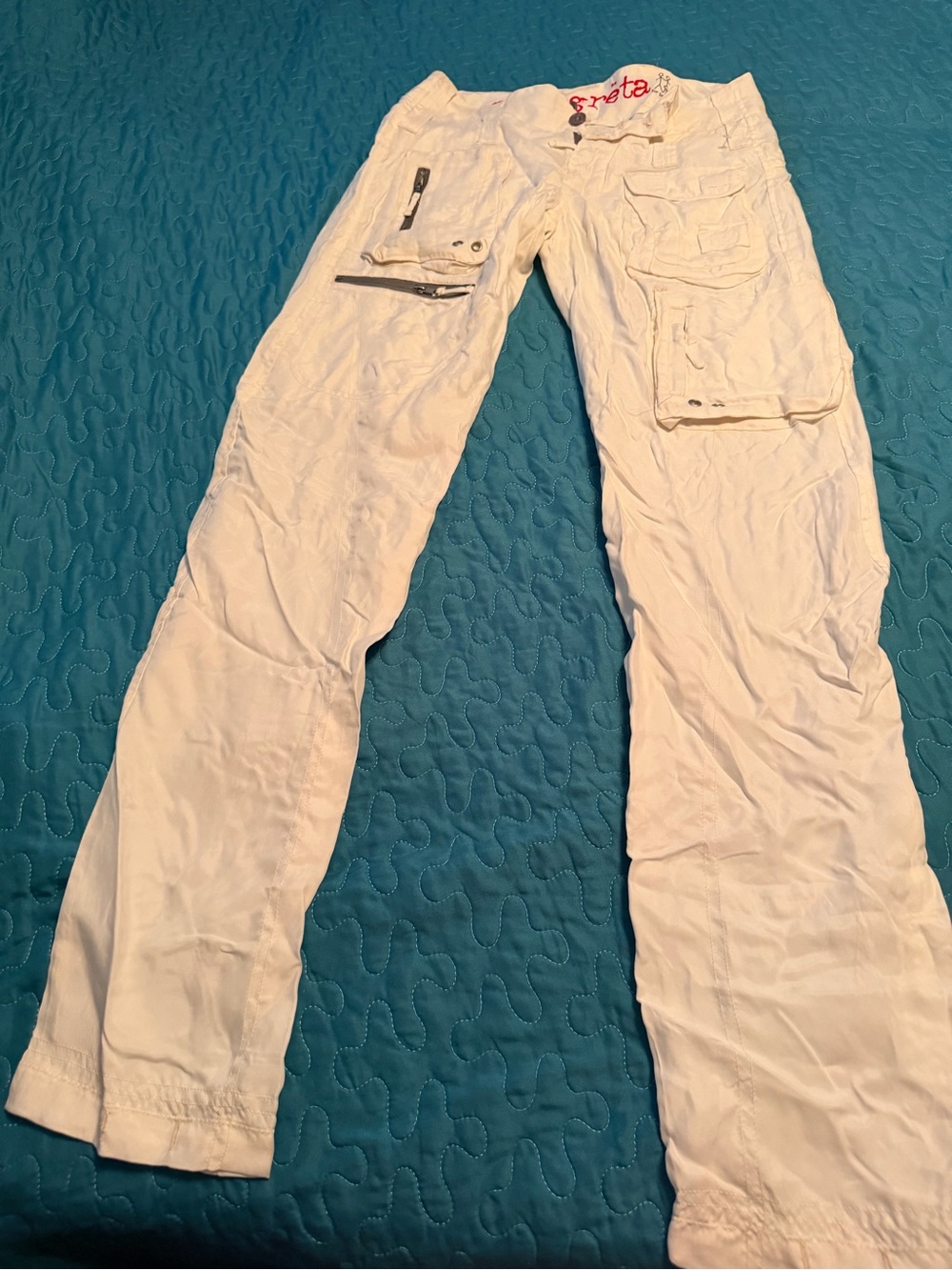 Pete & Greta White Cargo Pants – Level Up! Sizes 2 & 4